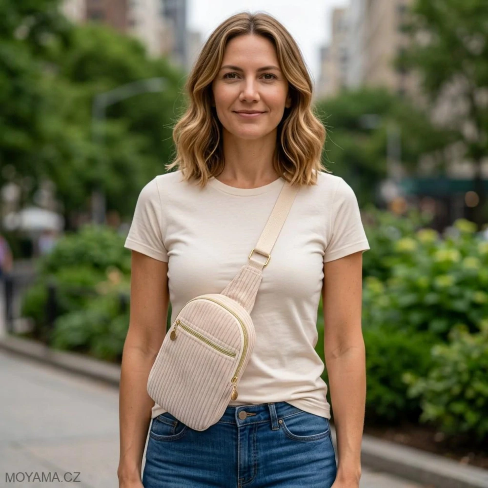 Crossbody DEFNE V. – cord cream velvet