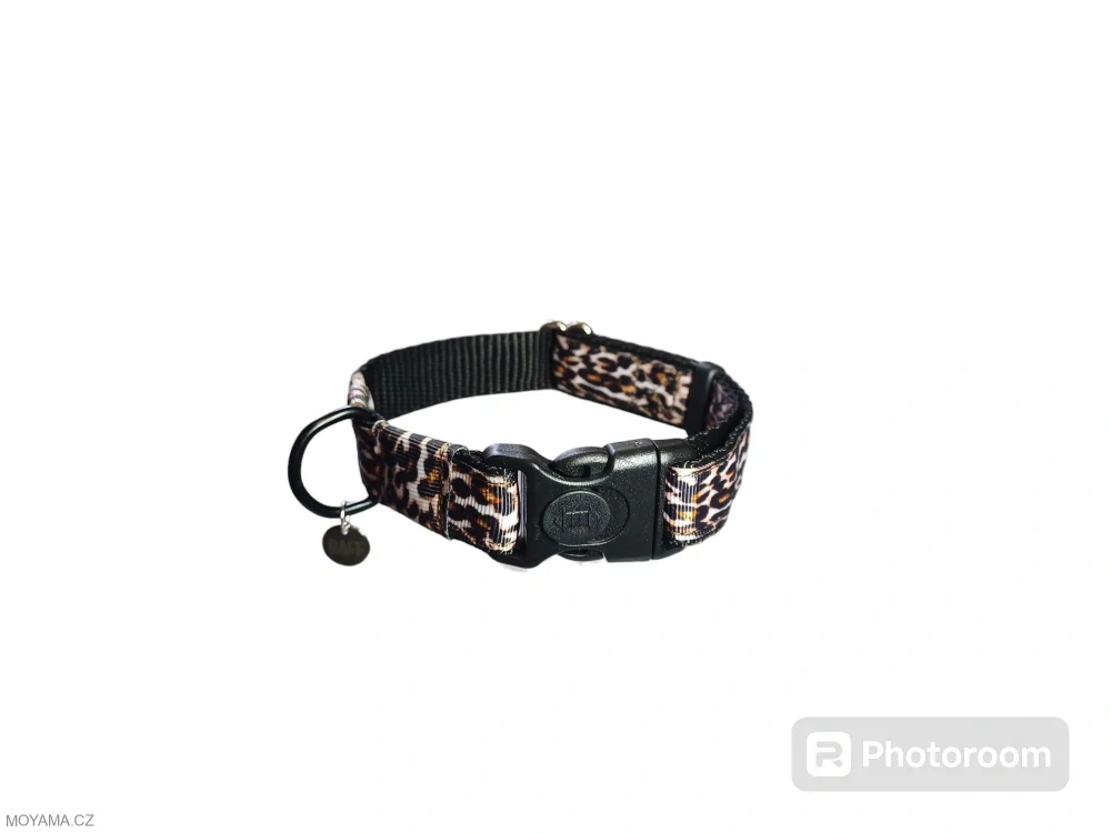 Obojek M - leopard hnědý