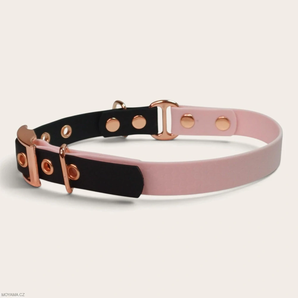 Obojek L – Charlie DUO black-light pink hexa