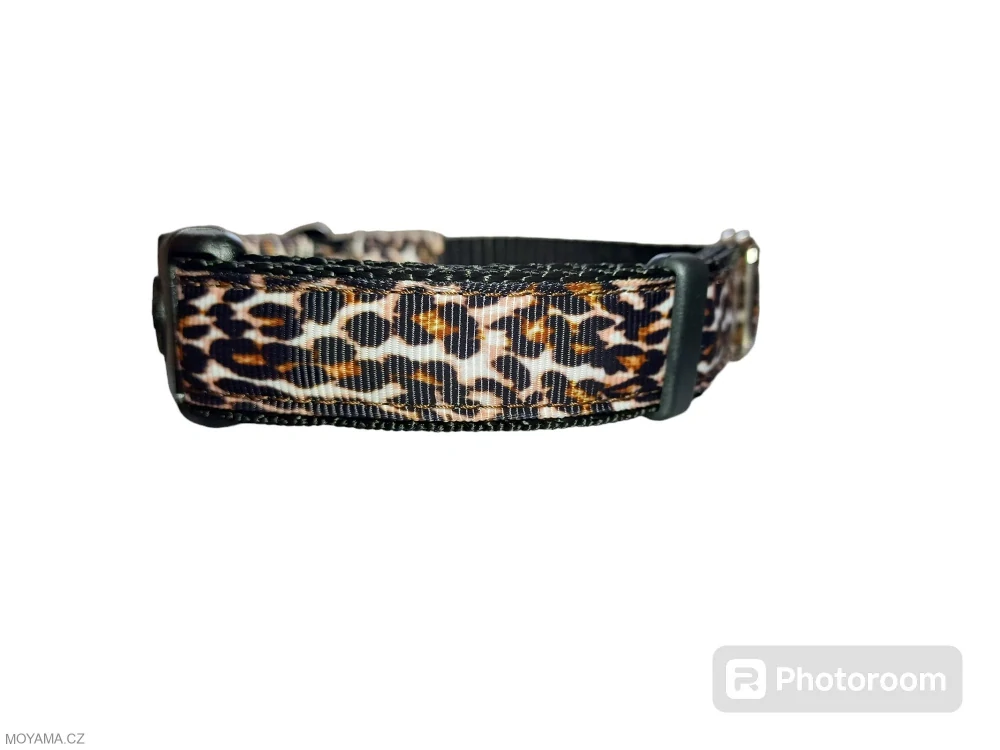 Obojek M - leopard hnědý