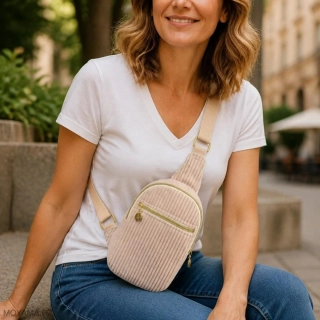 Crossbody DEFNE V. – cord cream velvet